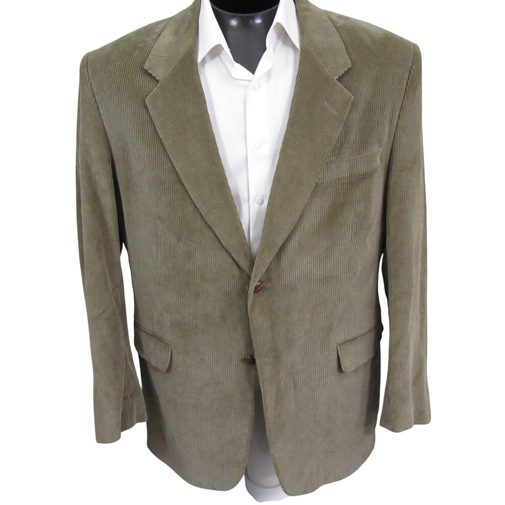 Monsieur Adolfo Mens Sport Coat 44R Tan Corduroy Blazer Jacket Ventless